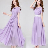 Purple-Color-Womens-Fashion-Bohemian-Beach-Maxi-Chiffon-Dress-WC-42PR