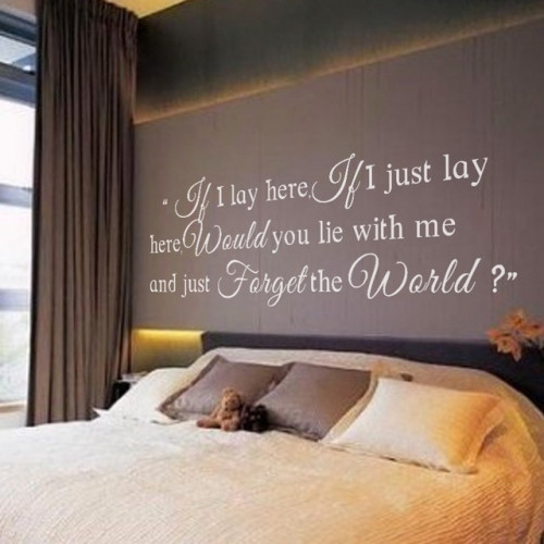 Romantic Love Quote Lie With Me And Just Forget The World Wall Decal Quote Couple Room.jpg 640x640