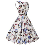 Round-Neck-Womens-Fashion-Sleeveless-Waist-Thin-Big-Belt-Floral-Skirts-WC-37