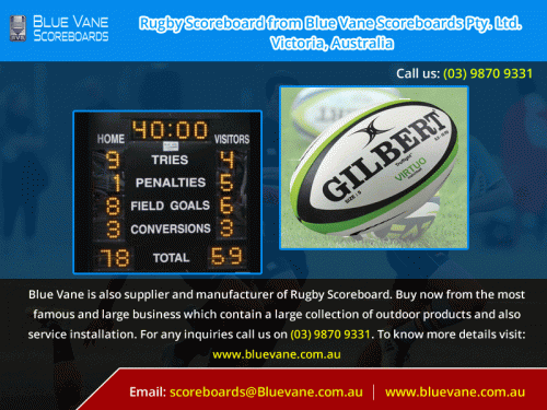 Blue Vane is a leading supplier of Australia’s widest range of Rugby Scoreboard. These scoreboards are sourced with brightness and ultra-wide viewing angle that can be read under any light conditions. Blue Vane also provides service installation. For more inquiries call on (03) 9870 9331. To know more information visit our website: https://bluevane.com.au/rugby-scoreboard/