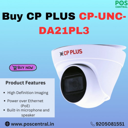 Secure your home with the CP PLUS CP-UNC-DA21PL3. This high-quality dome camera features motion detection to trigger recordings or alerts when movement is detected. Enjoy the convenience of remote access, allowing you to view live feeds and playback recordings from anywhere via a web browser or smartphone. It integrates easily with various protocols, including ONVIF, for smooth compatibility with other surveillance systems. Buy CP PLUS CP-UNC-DA21PL3 now at POS Central India for top-notch security solutions. Visit for more information: https://www.poscentral.in/cp-plus-cp-unc-da21pl3-2mp-full-hd-ir-network-dome-camera.html