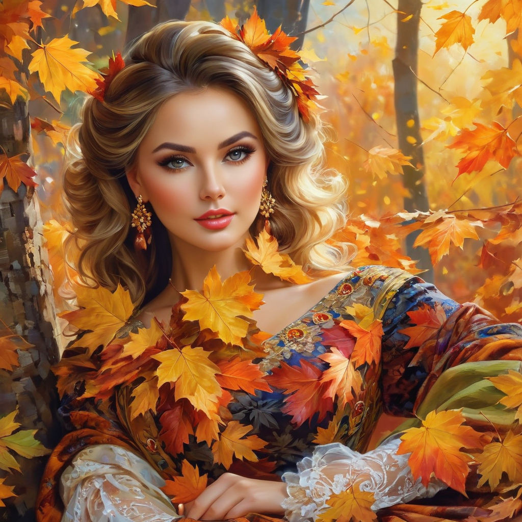 konstantin razumov autumn portrait of a beautiful woman in a beautiful dress in autumn shades clos (