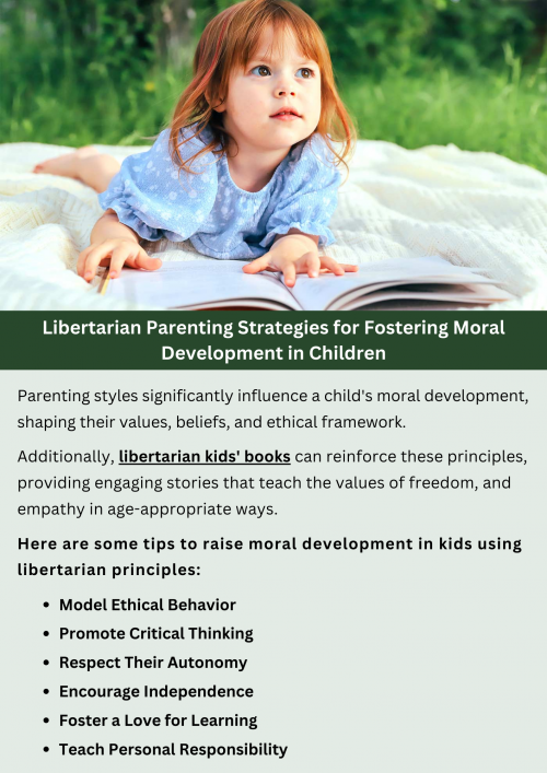 Libertarian parenting emphasizes personal freedom and responsibility to foster moral development in kids. Encouraging independence, teaching personal accountability, promoting critical thinking, respecting autonomy, modeling ethical behavior, and fostering a love for learning are key strategies. By incorporating these principles, parents can raise morally sound children who are capable of navigating life with integrity and compassion. To know more visit here https://inflationeducation.net/shop/