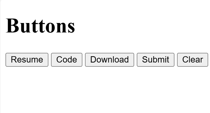 An image showing unstyled HTML buttons