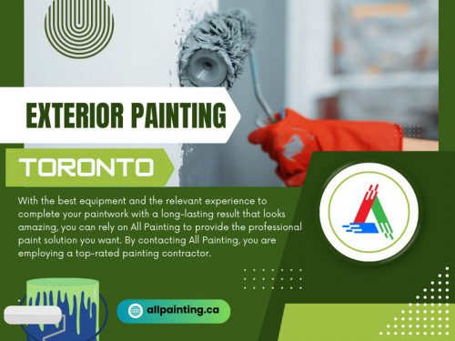 Choosing the best exterior paint for your home involves considering the surface material, selecting the correct paint and finish type, and accounting for local weather conditions. 

Visit Our Website: https://allpainting.ca/

All Painting Toronto

Address: 18 King Street East, Suite 1400, Toronto, On, M5c 1c4
Phone: (416)-710-4224
Email: Info@allpainting.ca

Find Us On Google Map: https://maps.app.goo.gl/TikCDVfNgfp8PmCdA

Our Profile: https://gifyu.com/allpainting

See More:

https://is.gd/6TJLFN
https://is.gd/ApKlOa
https://is.gd/D5KN7v
https://is.gd/4AFL0K