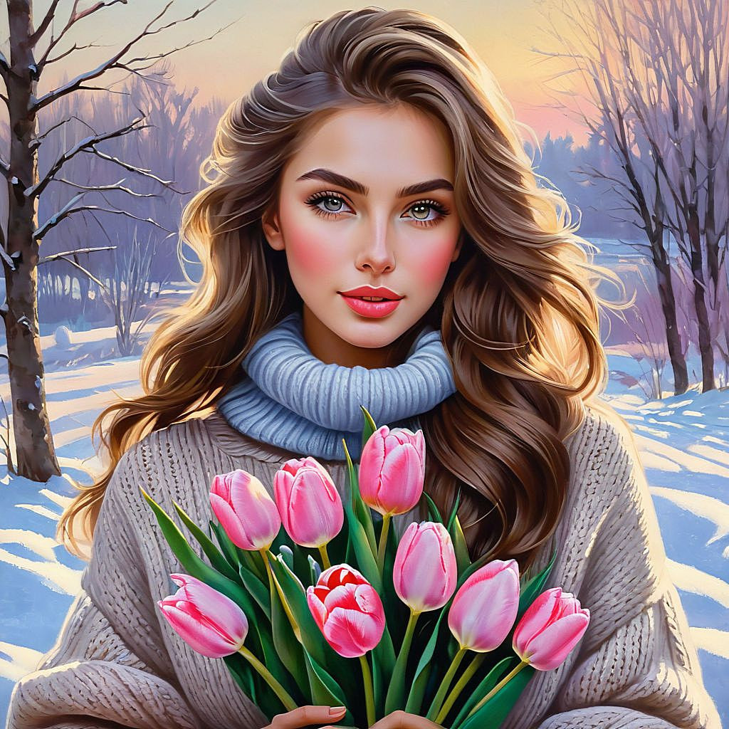 serovs winter landscape oil painting in the style of photorealism is a casual pose a very beautifu (