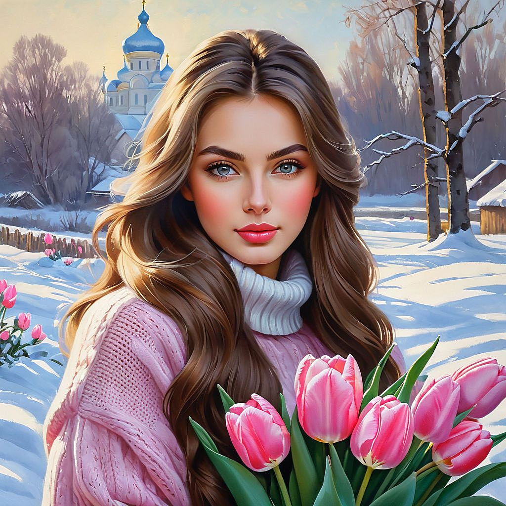 serovs winter landscape oil painting in the style of photorealism is a casual pose a very beautifu (
