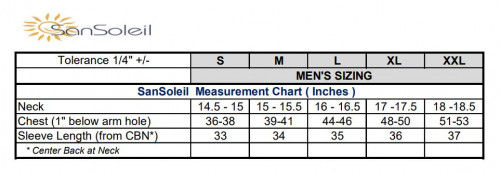 SanSoleil SizeChart Mens