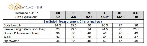 SanSoleil SizeChart Womens