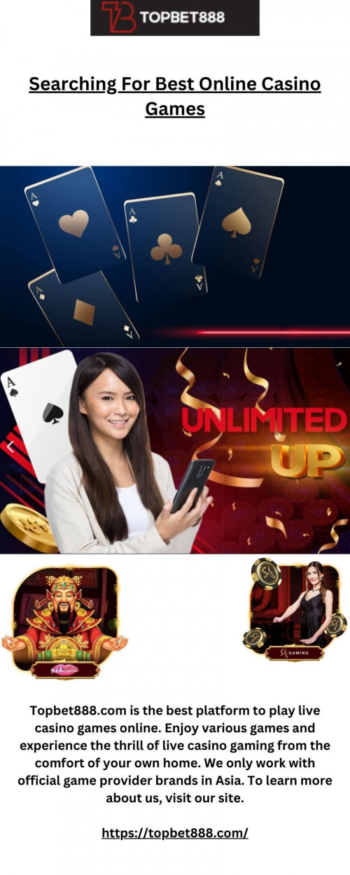Topbet888.com is the best platform to play live casino games online. Enjoy various games and experience the thrill of live casino gaming from the comfort of your own home. We only work with official game provider brands in Asia. To learn more about us, visit our site.



https://topbet888.com/