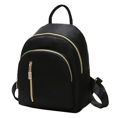 70% Off Korean Style Black Backpack with Gold Zipper Promo