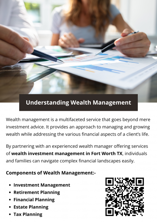 Wealth management is a multifaceted service that goes beyond mere investment advice. It offers a strategic approach to managing and growing wealth while addressing the various financial aspects of a client’s life. By partnering with an experienced wealth manager offering services of wealth investment management in Fort Worth TX, individuals and families can navigate complex financial landscapes easily. Whether you are just starting to build your wealth or looking to enhance your financial legacy, understanding wealth management can empower you to take control of your financial future. To know more visit here https://www.alignedwealthadv.com/