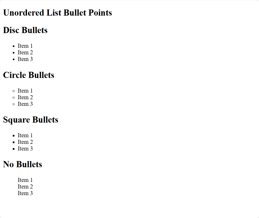 Unordered Lists