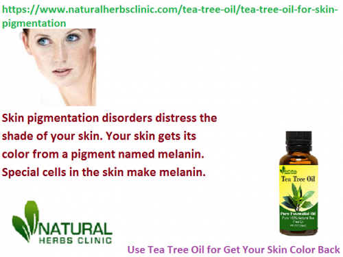 Tea Tree oil for Skin Pigmentation which can help to prevent and stop bacterial growth, which is the reason why it is highly recommended and effective in the treatment for skin disorders... https://www.naturalherbsclinic.com/tea-tree-oil/tea-tree-oil-for-skin-pigmentation