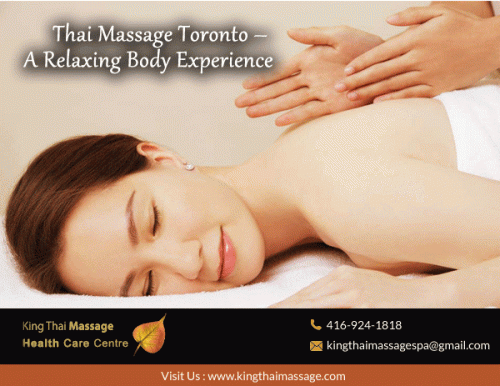 Thai Massage Toronto includes treatment of customer into a progression of yoga acts and it takes up to two hours. The professional is a specialist in putting the customer in right yoga positions with the goal that it ends up simpler to control and extend the muscles appropriately in a fluid and smooth way and give a relaxed feeling to the customer.

Visit King Thai Massage Health Care Center and book your appointment. Call us today @416-924-1818. https://www.kingthaimassage.com/