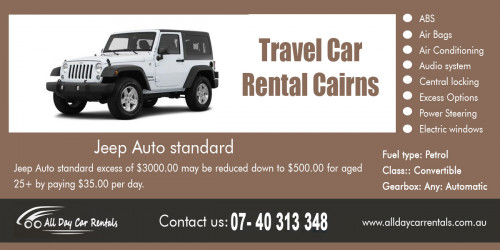 Our Website : http://alldaycarrentals.com.au/
Car rental agencies usually offer loyalty programs as well as VIP memberships. These are meant to encourage return customers. If you are the type of person who rents cars often then it would be more practical to avail of these promos. As a loyalty program member, you can get discounts upon cars rental bookings. Also, some companies which often get the services of All Day Car Rental Cairns agencies are given automatic VIP membership for their employees. Check with your company so you can get the best car rental price or package for business or personal use.
More Links : http://hirecarcairns.yolasite.com/
https://www.youtube.com/channel/UCBh3Pb4TG6lSQ2fWtltQHmA
http://carhirecairn.blogspot.com/2018/03/car-rental-near-me-now.html