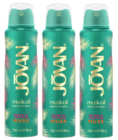 Tropical Musk Dedodorant Women Boday Spray Set of 3