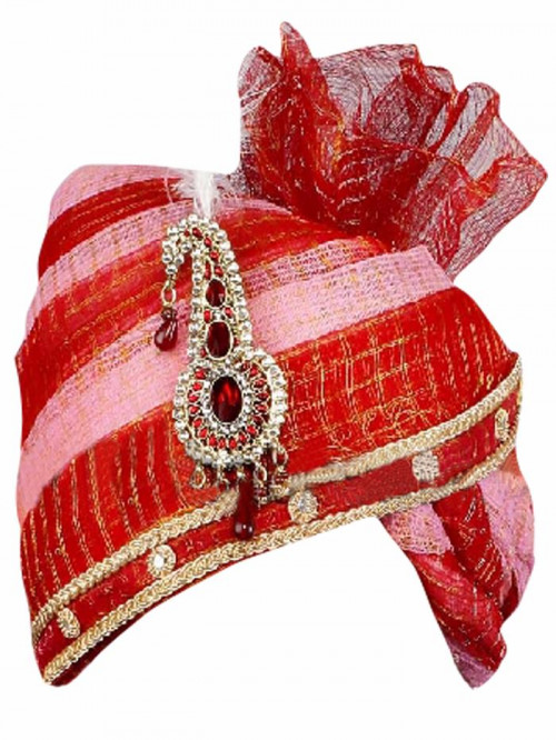 Buy Red and Pink color traditional turbans designed by fashionista. http://bit.ly/2w6RBBB