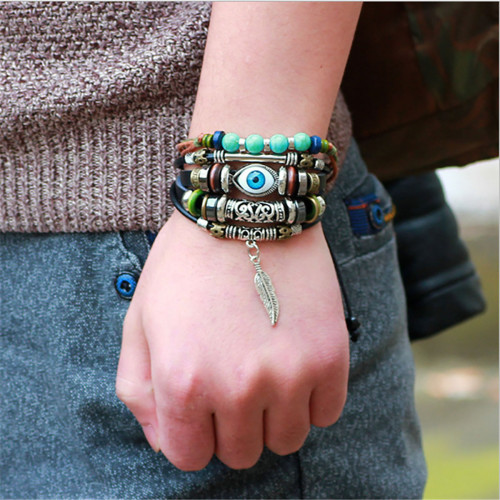 This Punk Turkish Evil Eye bracelets for men has stone work on it which can be used for casual style. http://bit.ly/2QtUwwY