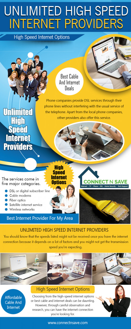 Our Website: http://www.connectnsave.com/information
High-speed service providers usually offer two types of packages, for commercial and for non-commercial users. The rates vary. Within these two broad categories there are different kinds of packages. Most Unlimited High Speed Internet Providers also offer customized packages to suit the specific needs of the clients. Such service providers can be contacted online as well.
Follow US: https://www.4shared.com/u/BClW90c9/connectnsave.html
https://twitter.com/connectnsave
http://www.alternion.com/users/affordableinternet
