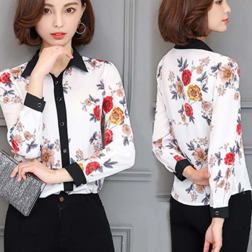 White Color Printing Coat Wild Slim Professional Women Shirt WC-55