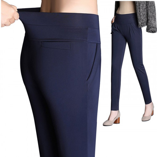 Women Blue Real Shot Casual Harem Pants Spring and autumn Trousers WC-151BL
