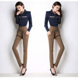 Women-Dark-Brown-Real-Shot-Casual-Harem-Pants-Spring-and-autumn-Trousers-WC-151DB