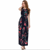 Women-Fashion-Black-Color-Digital-Printing-Sleeveless-Maxi-Dress-WC-45BK