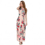 Women-Fashion-Pink-Color-Digital-Printing-Sleeveless-Maxi-Dress-WC-45PK