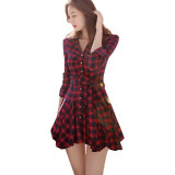 Women-Fashion-Red-Color-Retro-Thin-Coat-Mini-Dress-WC-48rd