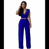 Women-Irregular-High-Waist-V-Wide-Legs-Pants-Dress-WC-79BL