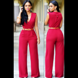 Women-Irregular-High-Waist-V-Wide-Legs-Pants-Dress-WC-79RD