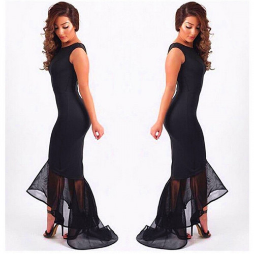 Women Mermaid Fishtail Sleeveless Long Party Slim Fitted Hip Dress WC-136BK