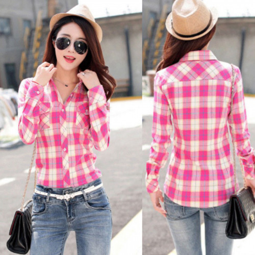 Women-Paragraph-Checkered-Lines-Pink-Cotton-Casual-Shirt-WC-119.jpg