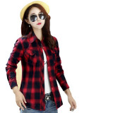 Women-Paragraph-Checkered-Lines-Red-Cotton-Casual-Shirt-WC-111rd