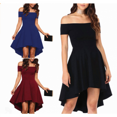 Women Slash A-Line Off Shoulder Sexy Party Casual Dress WC-87RD