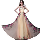 Women-Stylish-Chiffon-One-shoulder-Floral-Printed-Sleeveless-Evening-Dress-WC-140br