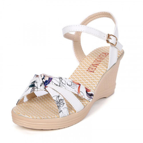 Women Summer Thick soled high heeled Sweet Printing Buckle Sandals S 107WT