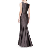 Women-high-end-Round-Neck-Sleeveless-Seamed-Mermaid-Gown-Dress-WC-122gy