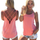 Womens-Fashion-Round-Neck-Pink-Color-Sleeveless-Vintage-Shirt-WC-05PK