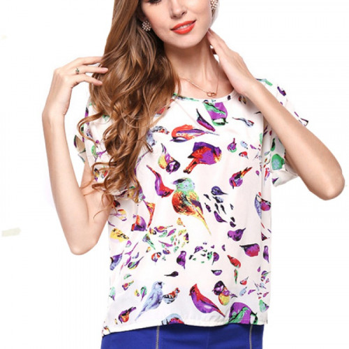 Womens Fashion Short Sleeves Bird Printing Round Neck Shirt RvOD35ti5C 800x800