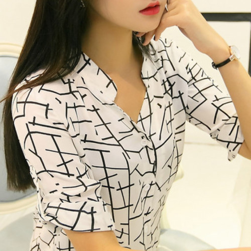 Womens Irregular Lines Style Striped Casual Shirt WC 92L