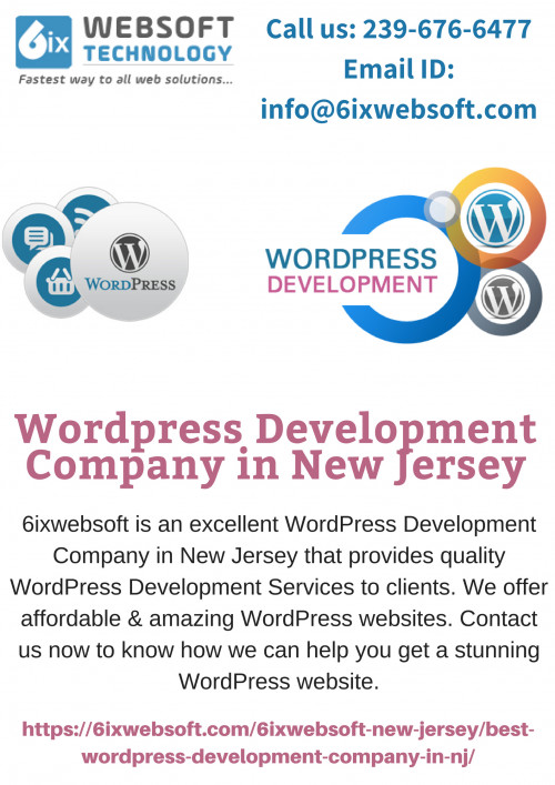 Are you in search of best WordPress Development Company in New Jersey? Then, 6ixwebsoft is a right place for you. Our experienced developers ensure the future growth and sustainability of your enterprise. Connect with us to know more. 

https://6ixwebsoft.com/6ixwebsoft-new-jersey/best-wordpress-development-company-in-nj/