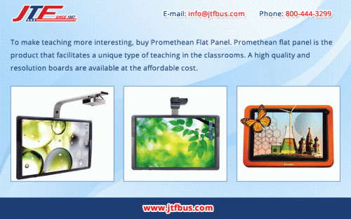 Promethean flat panel is the product that facilitates a unique type of teaching in the classrooms. A high quality and resolution boards are available at the affordable cost. Shop Now & get free shipping on purchase over 100lbs.
For inquiry, call on:- 800-444-3299
Visit online:-  
https://www.jtfbus.com/category/620/Interactive-Boards/Promethean-Board