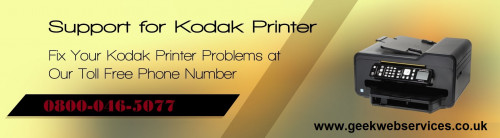 Contact the technical experts at Kodak Printer Support Number UK 0800-046-5077 to get to know the easy and correct way to counter all the troubles occurring while using its printer. Visit http://www.geekwebservices.co.uk/printer-support/support-for-kodak