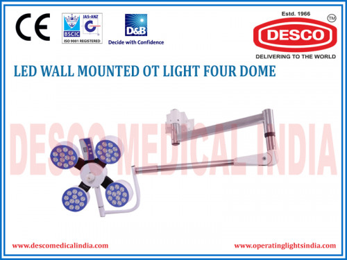 From the category of OT lights, LED wall mounted OT light four dome is the best OT wall lamp provided by Desco Medical India to its customers at best prices. You can contact us to see other type of medical OT lights or operation theatre lamp.
Call us on: 9810867957 | Email us : rohit@descoinstruments.com 
Visit us on: http://www.descomedicalindia.com/Product/LED-WALL-MOUNTED-LAMP/LED-WALL-MOUNTED-OT-LIGHT-FOUR-DOME/21306