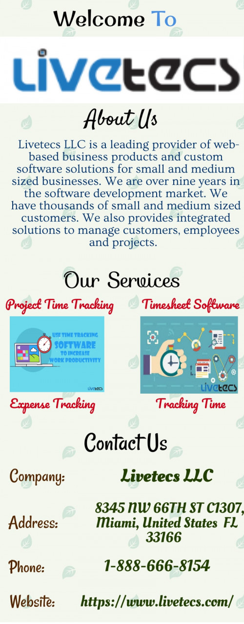 Now you can track your business time by latest work time tracking app developed by Livetecs LLC. We are one of the leading company in developing time as well as expense tracking software.

https://www.livetecs.com/time-tracking