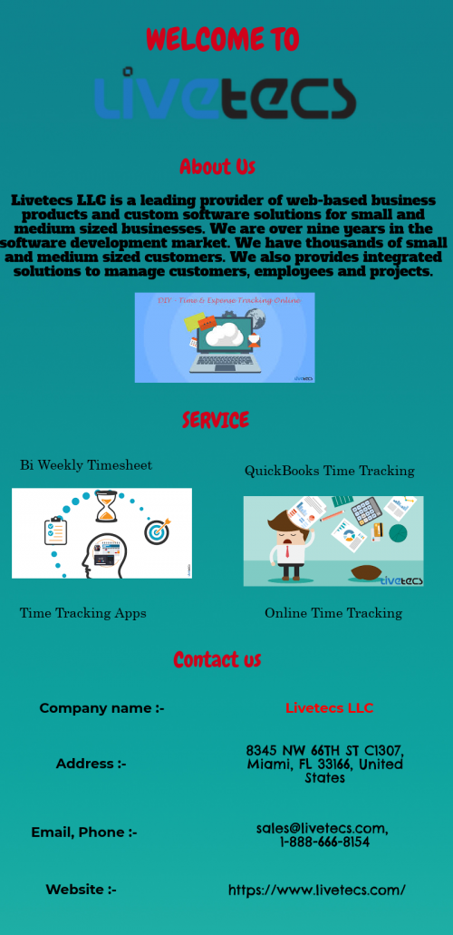 Our company is one of the best company in the USA which is in the business of developing online timesheets software for more than 10 Years.

https://www.livetecs.com/