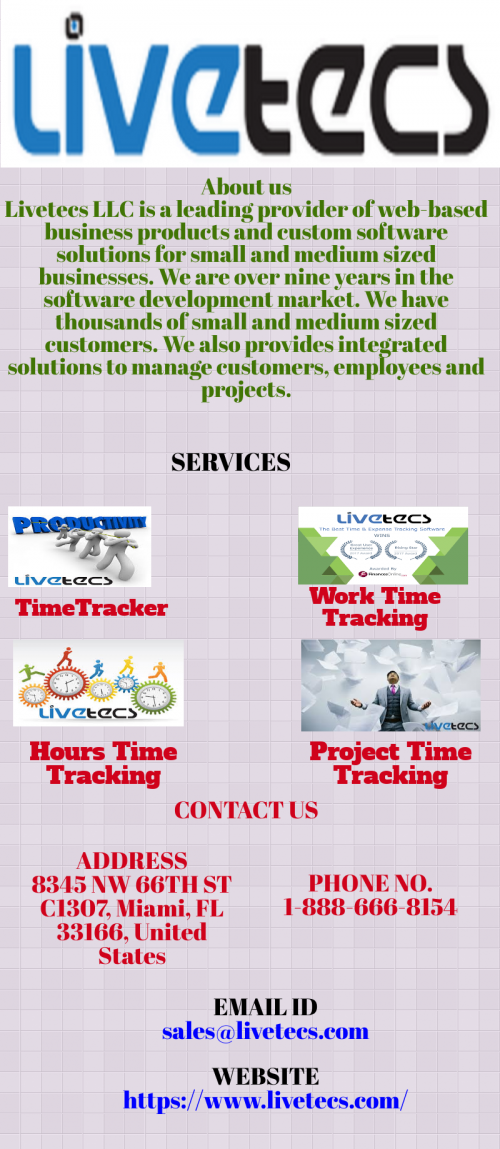 We provide best Bi weekly timesheet to us at an attainable price. And you can easily track time during working hour and vacation of an employee. For more info, contact us today.

https://www.livetecs.com/online-timesheet