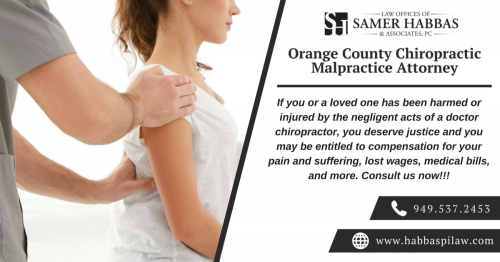 If you or a loved one has been injured by the negligent acts of a doctor chiropractor, you deserve compensation for your pain and suffering. Call us at 949.537.2453 for more information or visit: https://www.habbaspilaw.com/areas/chiropractor-malpractice/